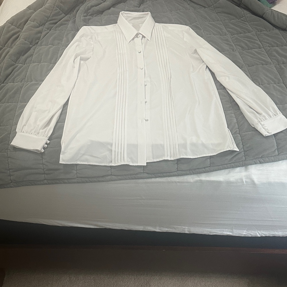 Cotidie Alice Pleat Front Dress White Shirt Women’s XL